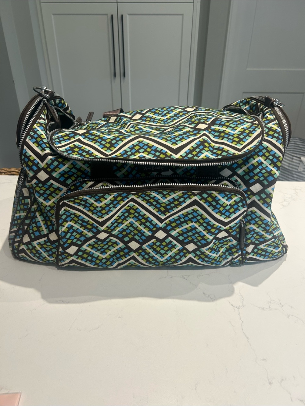 Vera Bradley Blue Green White Geometric Shoulder Bag